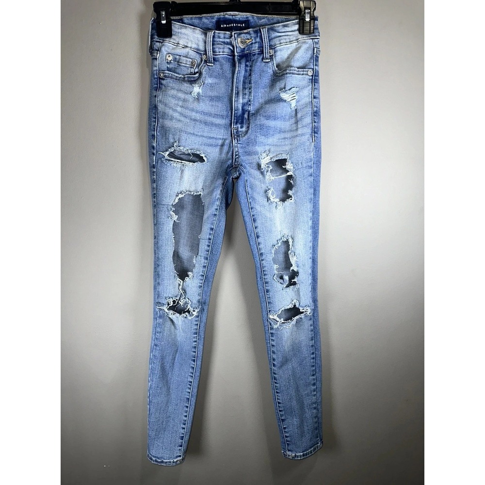 Womens Aero Aeropostale Distressed Super High Rise  Jegging Jeans - Sz 2 Regular